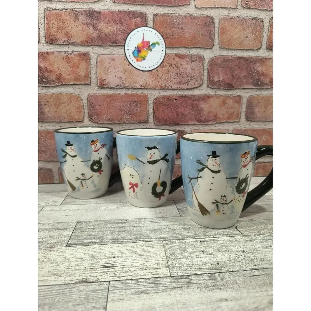 2004 Oneida Snow Family Cat Mugs Warren Kimble Design Set of 3